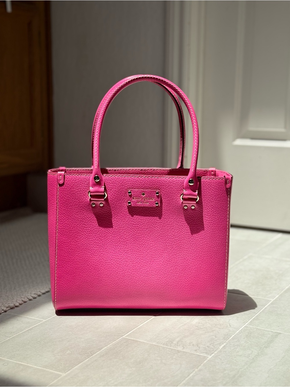 kate spade Bright Pink Structured Leather Tote - Picture 2 of 5